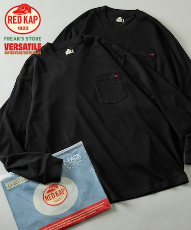 RED KAP × FREAK'S STORE 別注 2P ロングスリーブ ワンポイントロゴ クルーネック ポケットTシャツ [2枚セット]