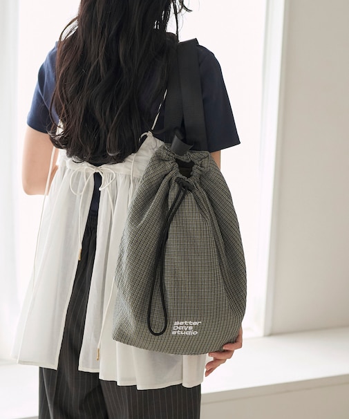BetterDays studio × FREAK'S STORE ナップサック型 パッカブル チェック ミニバッグ