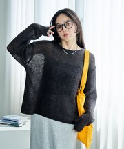 モヘア混 アルパカリブニットプルオーバー