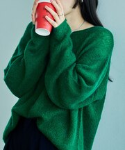 モヘア混 アルパカリブニットプルオーバー