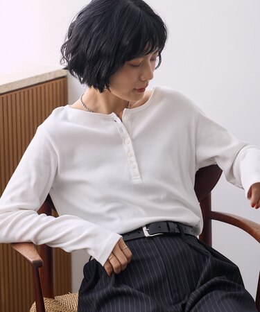 <温度調節機能>INKEEP ヘンリークルーネックトップス