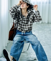 別注 フード付き ネルシャツ