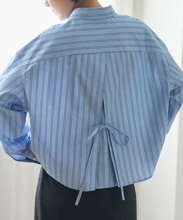 別注 バックリボン ストライプ ロングスリーブシャツ