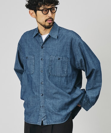 別注 リラックスフィット シャンブレー ワーク ロングスリーブシャツ