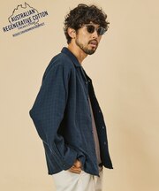AUSTRALIAN COTTON オープンカラー チェックシャツ ロングスリーブ