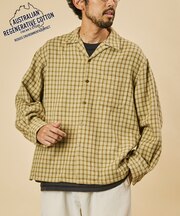 AUSTRALIAN COTTON オープンカラー チェックシャツ ロングスリーブ