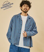 AUSTRALIAN COTTON オープンカラー チェックシャツ ロングスリーブ