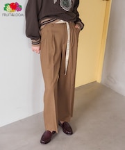 別注 チェック柄 タックワイドパンツ