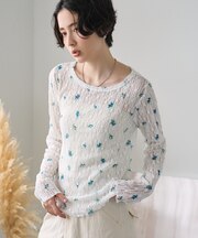 ストレッチレース フラワーカットソー