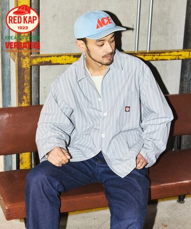 RED KAP × FREAK'S STORE 別注 ストライプ ワーク シャツカバーオール