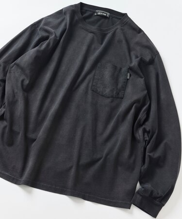 HAV-A-HANK×FREAK'S STORE 別注 バックプリント バンダナデザイン ピグメント クルーネックロングスリーブTシャツ