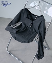 別注 Panel rib Henley Long Sleeve T-shirt