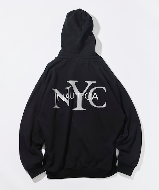 リラックスフィット NYCロゴ ジップアップ フーディー