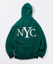 リラックスフィット NYCロゴ ジップアップ フーディー