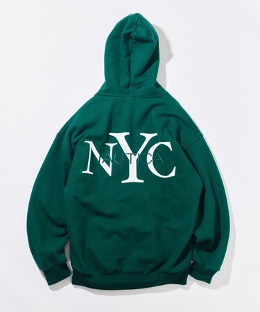 リラックスフィット NYCロゴ ジップアップ フーディー