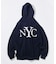 リラックスフィット NYCロゴ ジップアップ フーディー