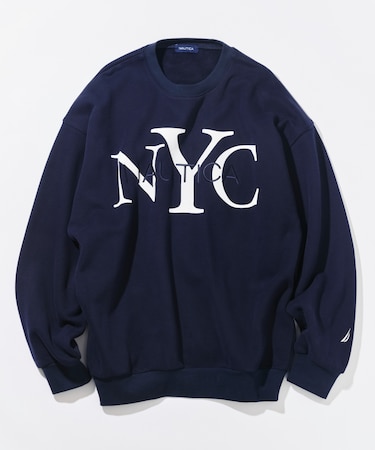 リラックスフィット NYCロゴ クルーネックスウェット