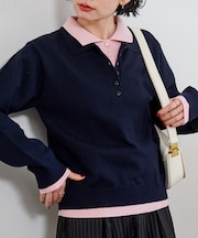 配色 レイヤードポロニット