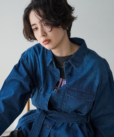 ベルト付き キルトサファリジャケット