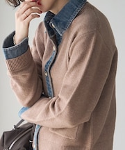 異素材ドッキングニット