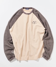 リラックスフィット NYCロゴ ピグメント ワッフル ラグランスリーブ L/S Tシャツ