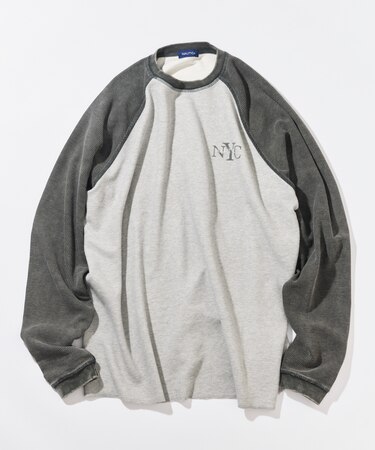 リラックスフィット NYCロゴ ピグメント ワッフル ラグランスリーブ L/S Tシャツ