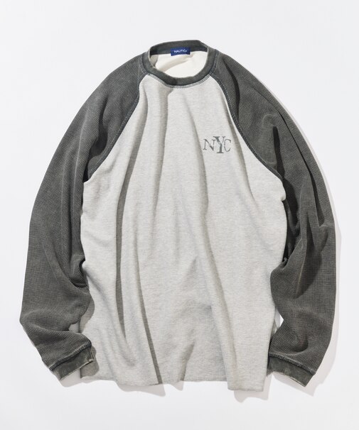 リラックスフィット NYCロゴ ピグメント ワッフル ラグランスリーブ L/S Tシャツ