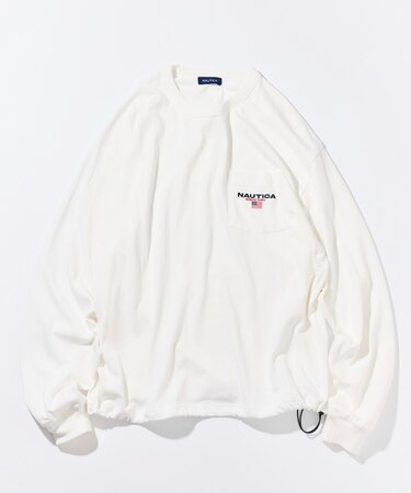 リラックスフィット フラッグロゴ ヘムコード ロングスリーブ ポケットTシャツ