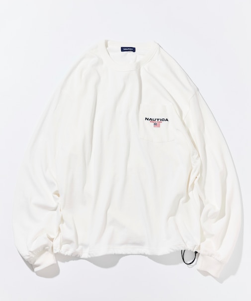 リラックスフィット フラッグロゴ ヘムコード ロングスリーブ ポケットTシャツ