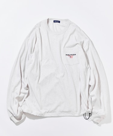 リラックスフィット フラッグロゴ ヘムコード ロングスリーブ ポケットTシャツ