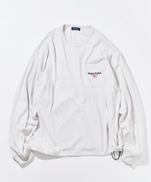 リラックスフィット フラッグロゴ ヘムコード ロングスリーブ ポケットTシャツ