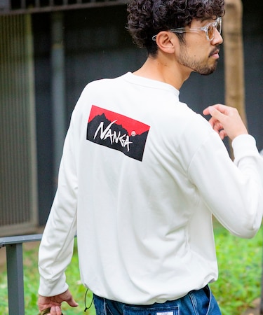 NANGA × FREAK'S STORE 別注 neo-PRO スピンドル バックプリント ロングスリーブTシャツ/日本製/遮熱/UVカット/吸水速乾