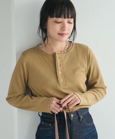 ヴィンテージライク ヘンリーネックロンT