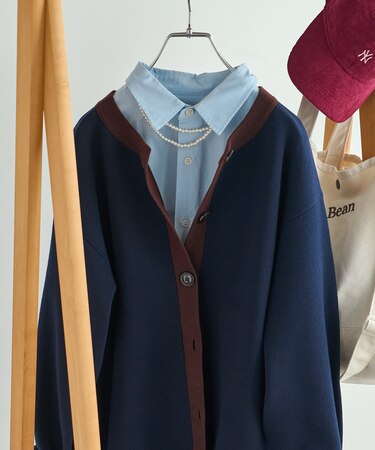 ＜マシーンウォッシャブル＞ スウェットライクニットカーディガン