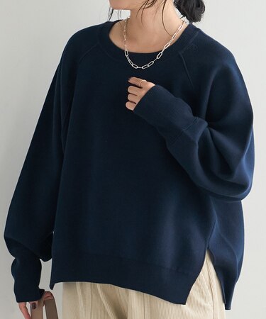 ＜マシーンウォッシャブル＞ スウェットライクニット プルオーバー