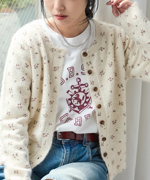 花柄プリントニットカーディガン