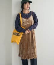 ベロア刺繍 スカラップキャミワンピース