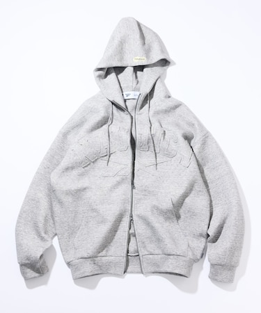 Reebok × NAUTICA ダブルネーム アーチロゴ ダンボール ジップアップ スウェットフーディ/ジップパーカー