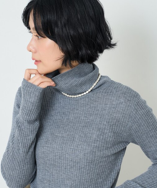 ウォッシャブル タートルネックニット