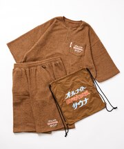 別注 オールナイトサウナ ショートスリーブ Chanchi KANNAIGI 半袖館内着 ブークレ モコモコセットアップ ナップサック付き
