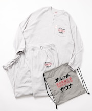 別注 オールナイトサウナ ロングスリーブ Chanchi KANNAIGI 長袖館内着 ブークレ モコモコセットアップ ナップサック付き