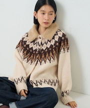 ファー付き フェアアイルカーディガン