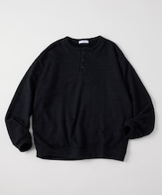 リラックスフィット シャギー裏毛 ヘンリーネックプルオーバー