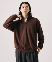 リラックスフィット シャギー裏毛 ヘンリーネックプルオーバー