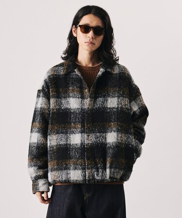 リラックスフィット シャギーチェック シャツジャケット