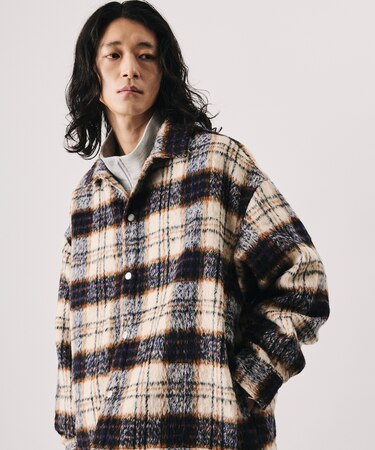 リラックスフィット シャギーチェック シャツジャケット