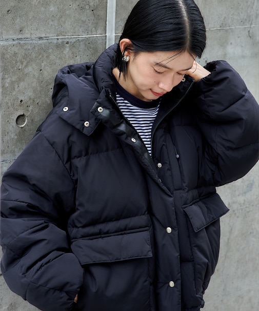 タフタ フード付きボリュームダウン