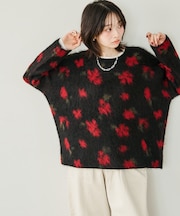 花柄シャギーニット