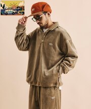 リラックスフィット カットコーデュロイ 裏起毛 ポロネック スウェット