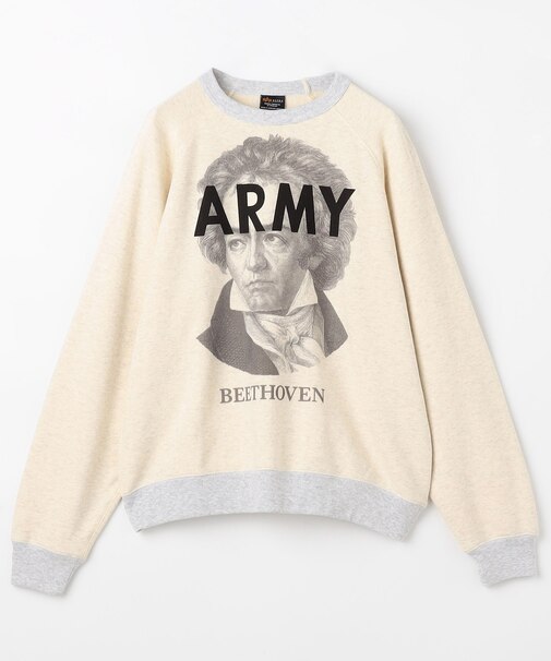別注 ARMY ベートーベン プリント クルーネックスウェット